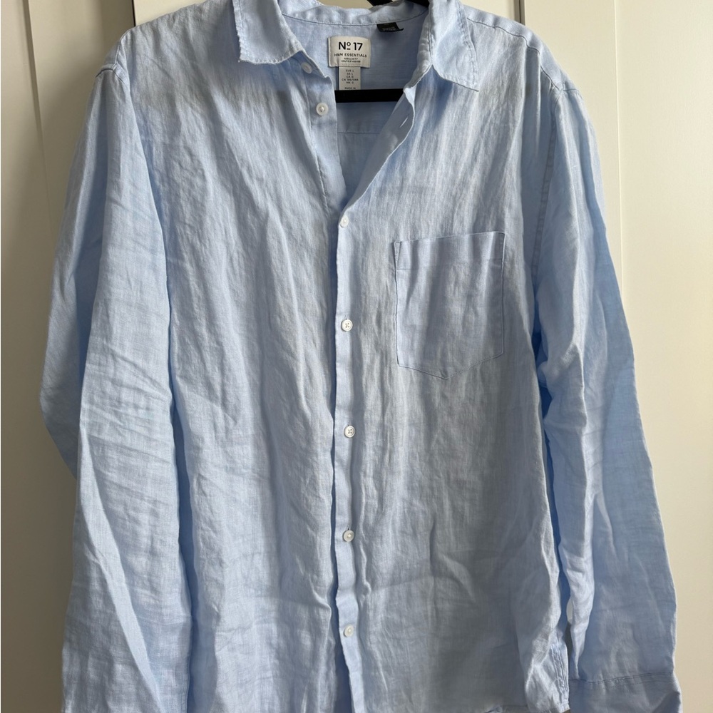 H&M Essentials Blue Casual Button Down Shirt